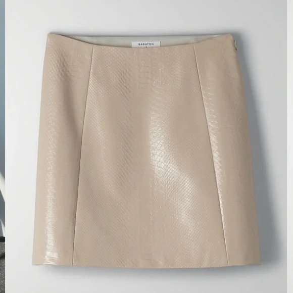 NEW BABATON COOPER LEATHER SKIRT, BLACK SNAKEPRINT - Picture 2 of 7